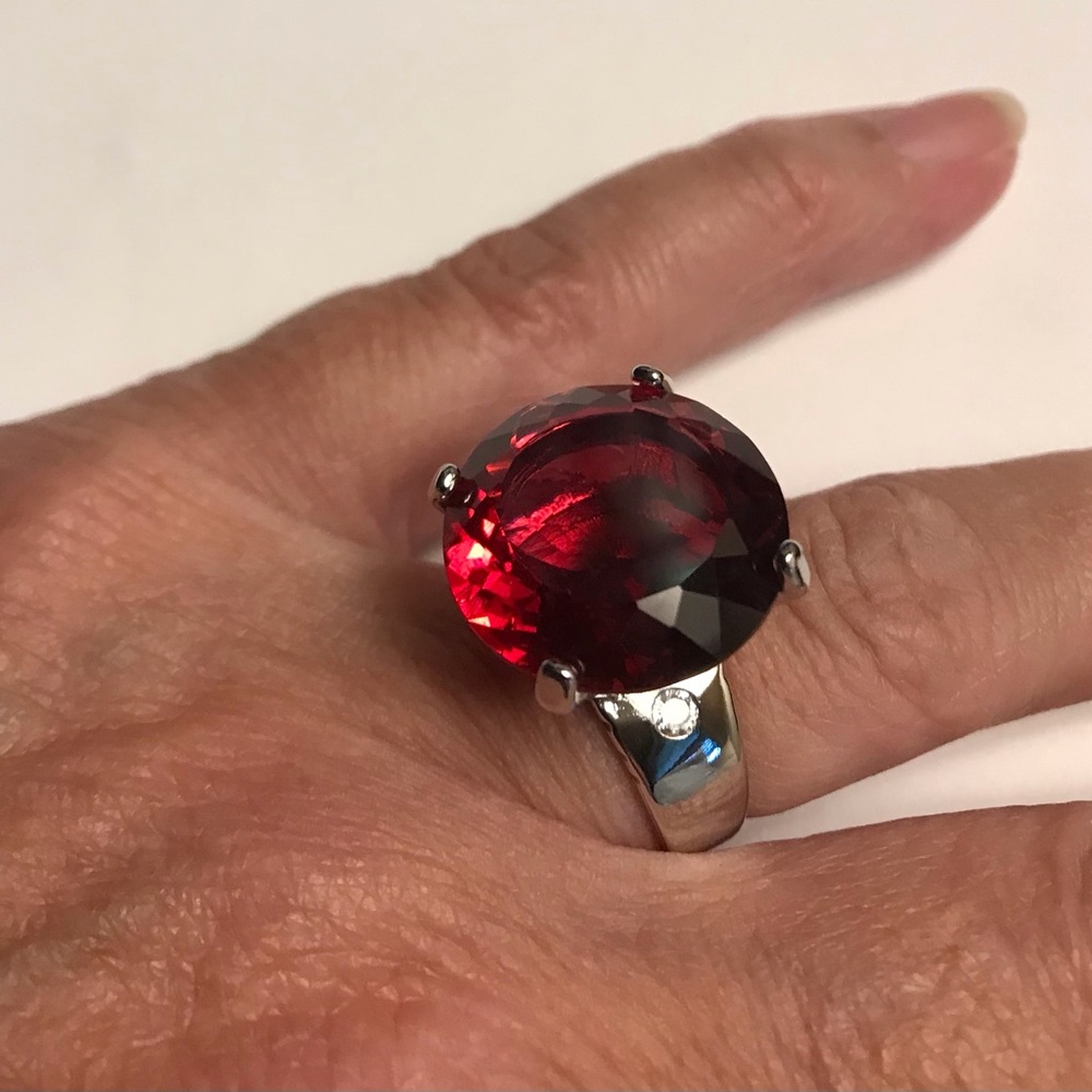 Garnet Stamped 925 Sterling Silver Ring